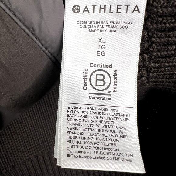 Athleta Incline Hybrid Vest Quilted Puffer Sweater Knit Zip Up Truffle Brown XL - Picture 5 of 8